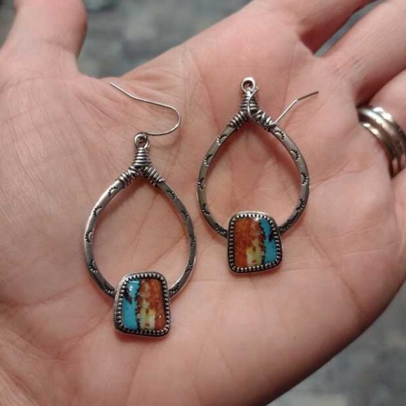 AR collection Jewelry - 1pair Bohemian Creative Water Drop Shaped Pendant Drop Earrings For Women